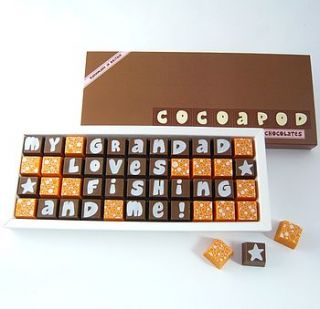 personalised chocolates for grandads by chocolate by cocoapod chocolate