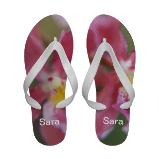 Bright Pink and Yellow Orchid Photo Flip Flops