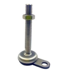 J.W. Winco 11T100PNN/AK Series GN 340.6 Stainless Steel Leveling Mount with Lag Bolt Lug, Black Rubber Pad Inlay and Nut, Shot Blast Finish, Inch Size, 3.94" Base Diameter, 3/4 10 Thread Size, 3.94" Thread Length Vibration Damping Mounts Indust