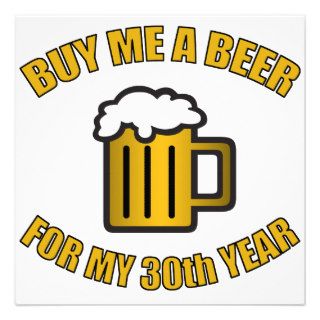 30th Birthday Funny Beer Custom Announcements