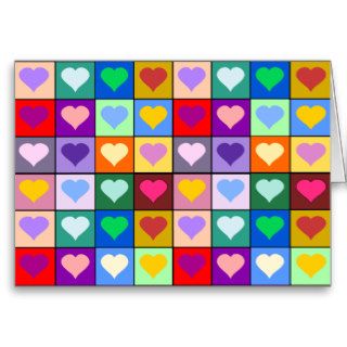 Multicolor Heart Squares Greeting Card