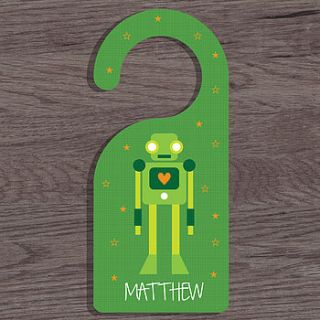 personalised 'robot' door hanger by a piece of ltd