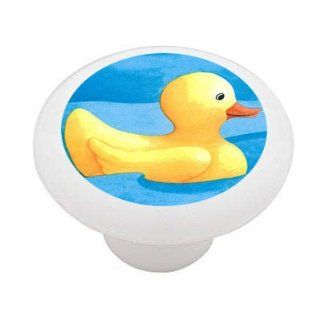 Cute Rubber Duck Decorative High Gloss Ceramic Drawer Knob   Cabinet And Furniture Knobs  
