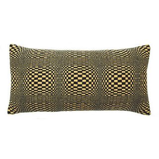 knitted grey & yellow optic cushion by seven gauge studios