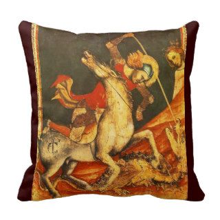 Saint George's Battle with the Dragon Throw Pillows