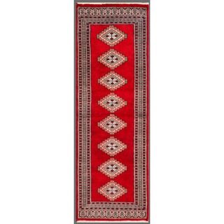 Pakistani Hand knotted Bokhara Red/ Beige Wool Rug (2' x 6'2) Runner Rugs