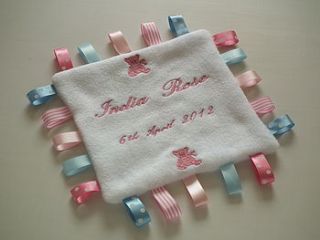 personalised embroidered comfort blanket by broderie blanc