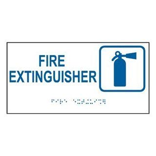 ADA Fire Extinguisher Braille Sign RSME 345 SYM BLUonWHT  Business And Store Signs 