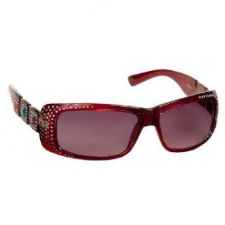 Designer Rhinestone Colored Gemstone Crystal Ladies Sunglasses UV Protection BURGANDY Clothing