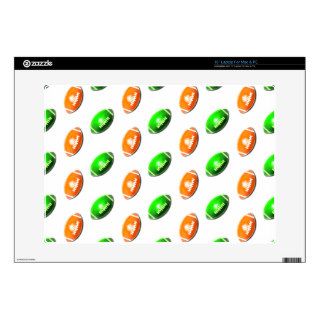 Green and Orange Football Pattern Skin For 15" Laptop