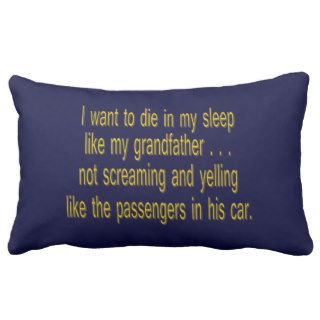 I Want To Die Like Grandpa   Funny Sayings Pillow
