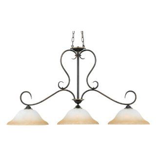 Quoizel DH348PN Duchess 27 Inch Island Chandelier with 3 Lights with CHAMPAGNE MARBLE GLASS, Palladian Bronze Finish    