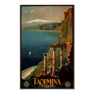 Taormina Sicily Italy ~ Vintage Italian Travel Poster