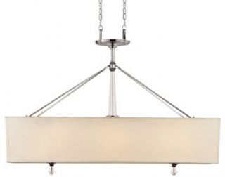 Quoizel DX348C Deluxe 3 Light Chandelier with Cream Linen Hardback Shade, Polished Chrome   Ceiling Pendant Fixtures  