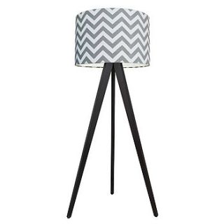 wooden tripod floor lamp with zig zag shade by quirk