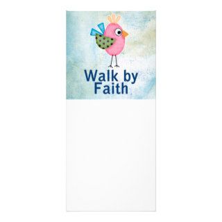 walk by faith whimsical bird customized rack card