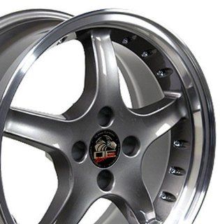 Cobra R 4 Lug Deep Dish Style Wheels with Rivets and Machined Lip Fits Mustang (R)   Anthracite 17x8 Set of 4 Automotive