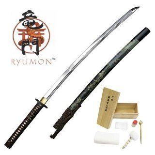 Ryumon Bamboo Katana Hand Forged 1065 Carbon Steel Sword  Martial Arts Swords  Sports & Outdoors