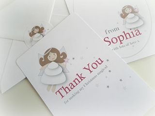 personalised angel thank you cards by lila's party