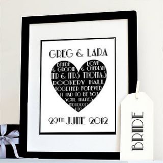 personalised art deco wedding print by ciliegia designs