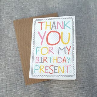 birthday present thank you card by sarah catherine designs