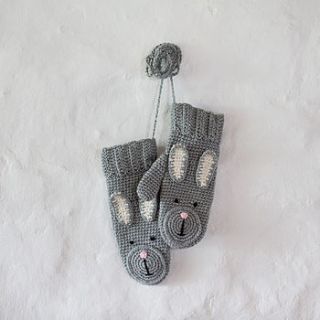 animal character mittens on a string by eka