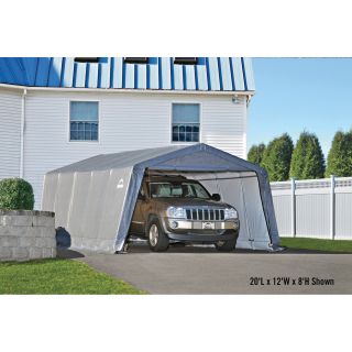 ShelterLogic Garage-in-a-Box Compact — 16ft.L x 12ft.W, 1 3/8in. Frame, Gray, Model# 62697  House Style Instant Garages