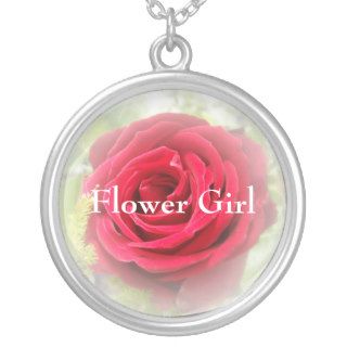Red Rose Flower Girl Necklace