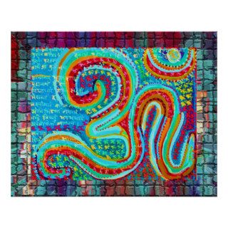 108 OM Mantra on Brick Wall Poster