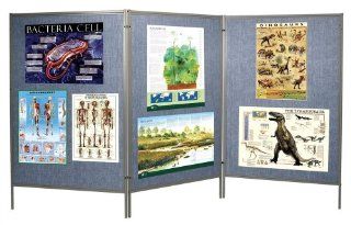 Mobile Floor Display Panels   Set of 3 (Blue Vinyl)  Presentation Display Booths 