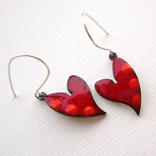 heart earrings in enamel by saba jewellery