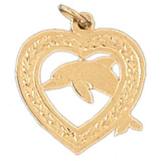 14K Gold Charm Pendant 1.5 Grams Nautical>Dolphins367 Necklace Jewelry