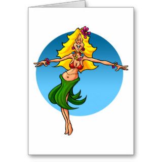 Cartoon Hula Dancer Greeting Card