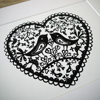 love birds print by folk art papercuts by suzy taylor