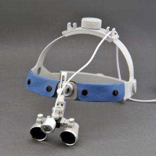 3.5X Headband Binocular Surgical Loupes for Glasses Wearer & High brightness SZ 1 Medical Surgical Headlight 