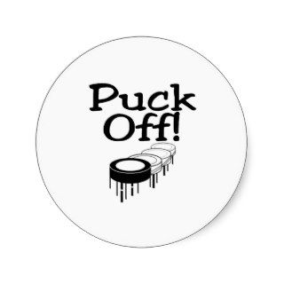 Puck Off Round Sticker