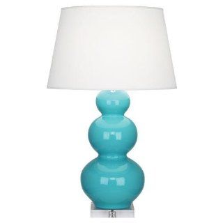 Robert Abbey A362X Lamps with Pearl Dupioni Fabric Shades, Lucite Base/Egg Blue Glazed Ceramic Finish   Table Lamps  