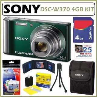 Sony DSCW370 GREEN DSC W370 14.1MP Digital Camera with 7x Wide Angle Optical Point And Shoot Digital Camera Bundles  Camera & Photo