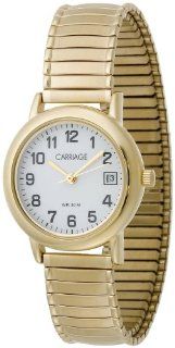 Carriage by Timex Women's C3C362 Gold Tone Round Case White Dial Gold Tone Expansion Band Watch Watches