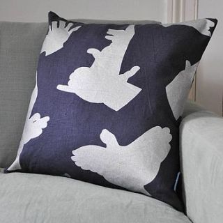 'handmade' design deep purple and silver 100% irish linen cushion by paperboy wallpaper