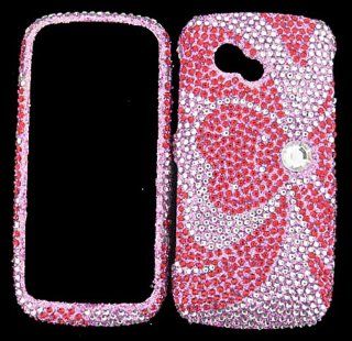 LG NEON 2 GW370 PINK BOW DIAMOND BLING CASE SNAP ON PROTECTOR Cell Phones & Accessories