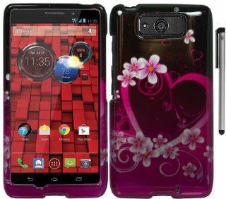 For Motorola Droid Maxx XT1080M Flowers Design Hard Cover Case with ApexGears Stylus Pen (Pink Heart Flower) Cell Phones & Accessories