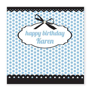 bows & lace personalised birthday card by apple of my eye design