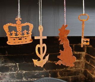 rusty hanging decorations by london garden trading