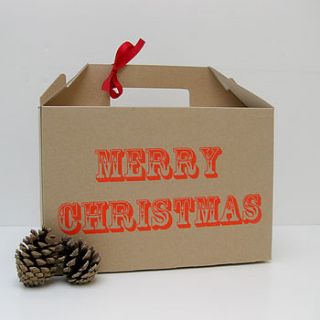 screen printed 'merry christmas' gift box by rolfe&wills