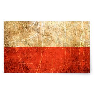 Scratched and Worn Vintage Polish Flag Rectangle Sticker