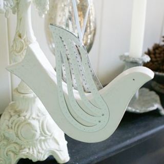 decorative wooden christmas dove by the chic country home