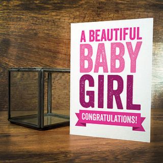 new baby girl congratulations card by a is for alphabet