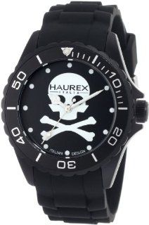 Haurex Italy Men's 1K374UNS Ink Black Dial with White Skull Rubber Band Watch Haurex Italy Watches