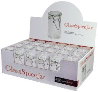 Grant Howard 50520 3.06 Ounce Cylindrical Clear Glass Spice Jar, Set of 24, Small Kitchen & Dining